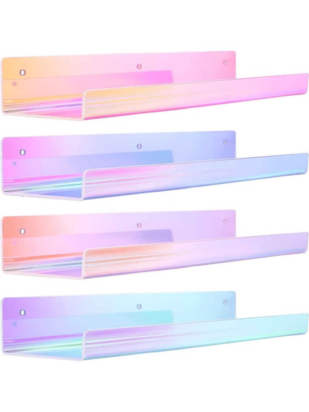 New 4 Pcs 15" Iridescent Acrylic Shelves for Wall Decor and Display